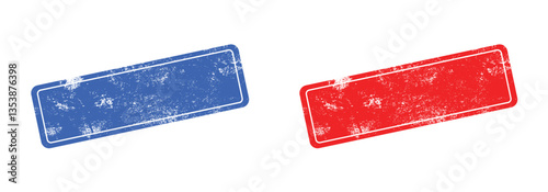 Red and green rubber stamp frame (rounded rectangle) / png.  Vector illustration frame of rubber stamp.  rubber stamp isolated on transparent background with distressed texture effect,