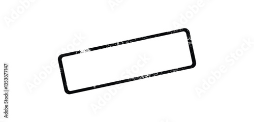 Black rubber stamp frame (rounded rectangle) / png.  Vector illustration frame of rubber stamp.  rubber stamp isolated on transparent background with distressed texture effect