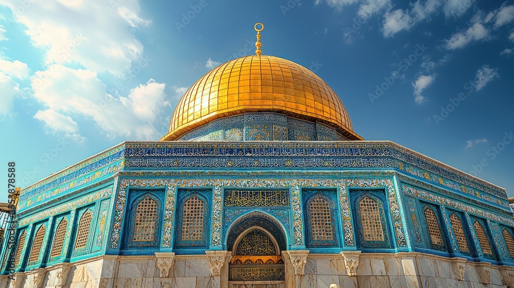 Obraz premium Golden Dome, Jerusalem shrine, sunny day