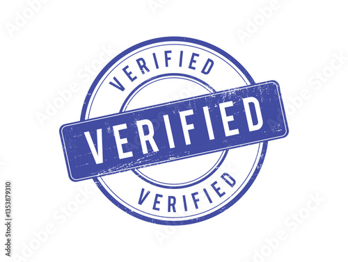 Blue verified rubber round circle stamp. verified label. round grunge sign,  with grunge style no background png