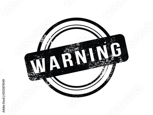 Warning black stamp grunge round vintage rubber stamp vector png. warning label. round grunge sign