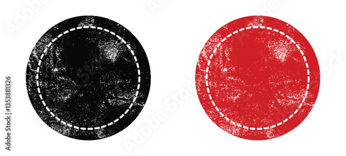 Red and black circle grunge ink stamp set png vector, round shape stamp. Circle grunge stamp Logos, Icons, Labels and Badges Round grunge hand drawn circle shape, vector 