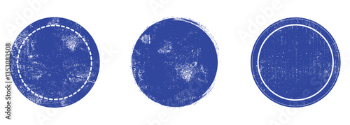 Blue circle grunge ink stamp png vector, round shape stamp. Circle grunge stamp Logos, Icons, Labels and Badges Round grunge hand drawn circle shape, vector 