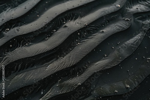 High Detail Image of Abstract Black Sand Waves Background