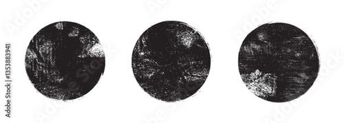 Black circle grunge ink stamp set png vector, round shape stamp. Circle grunge stamp Logos, Icons, Labels and Badges Round grunge hand drawn circle shape, vector 