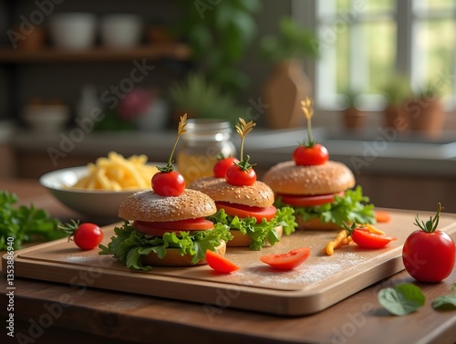 AI generated food on the kitchen table to post on social media professional advertising food photography