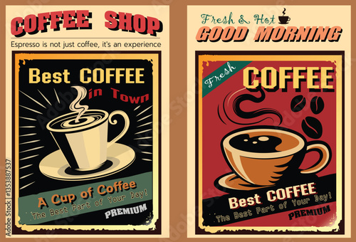 Retro Coffee Poster. A beautifully designed vintage coffee shop poster, featuring bold typography and a nostalgic color scheme. Perfect for cafes, restaurants, and coffee lovers.