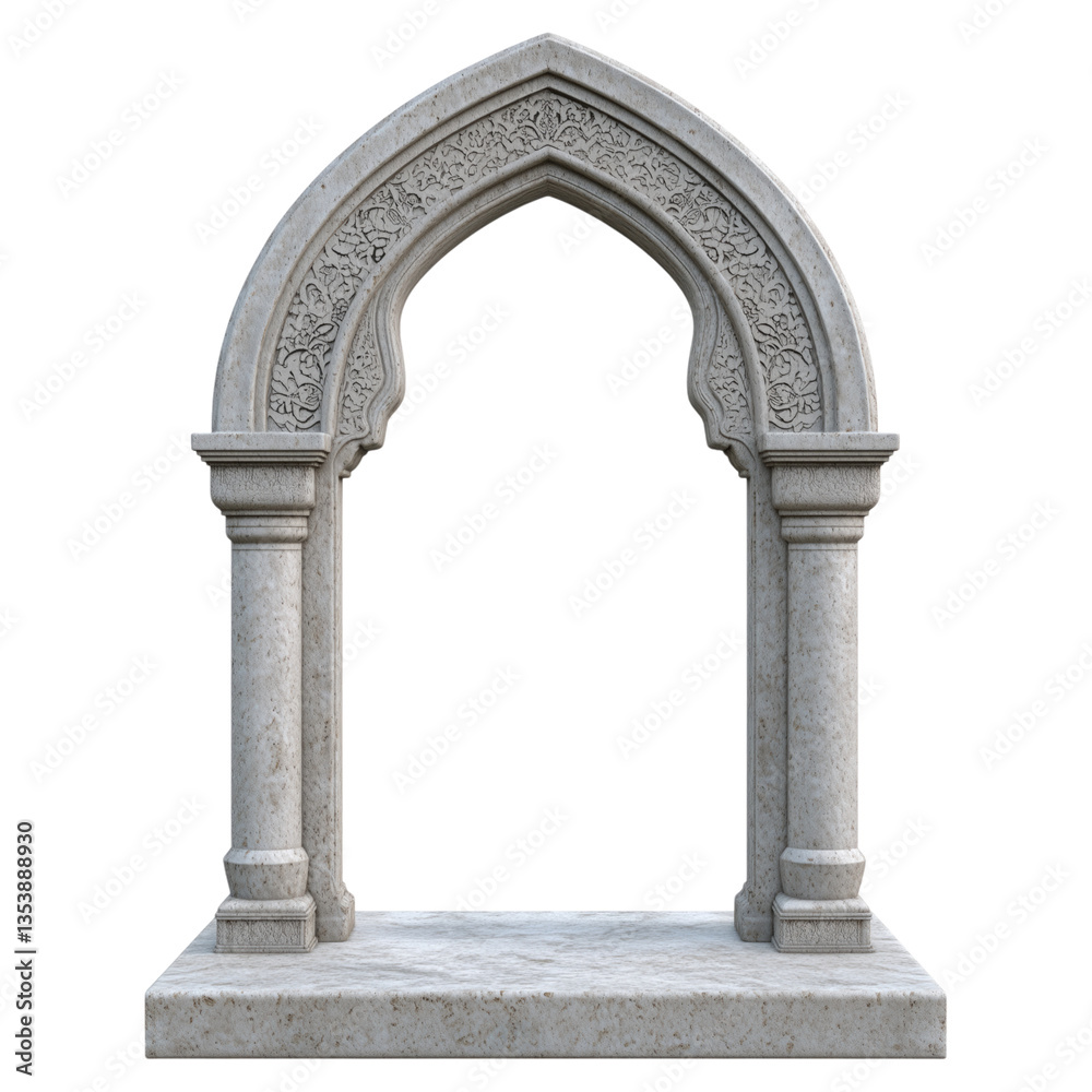 Obraz premium Ornate Stone Archway With Intricate Carving, Isolated On Transparent Background