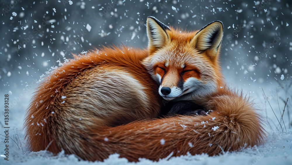 Fototapeta premium red fox in snow