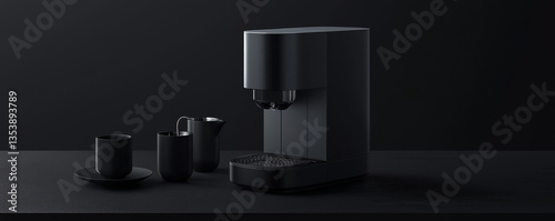 Wallpaper Mural Stylish dark espresso machine, cups. Torontodigital.ca