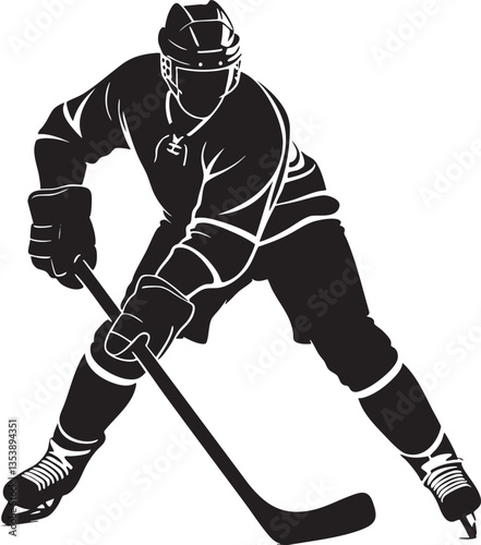 Hockey Player Black SVG Vector Outline