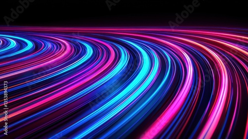 Dynamic light trails in abstract digital artwork vibrant colors high-tech environment contemporary viewpoint