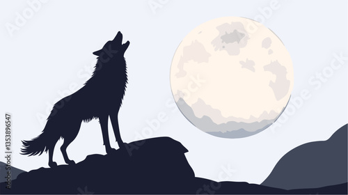 Lone Wolf Howling – Majestic Wild Animal Standing Under Moonlight