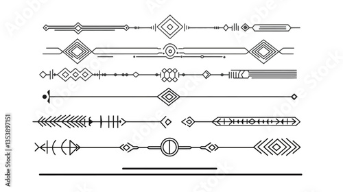 Linear Text Dividers with Thin Polyline – Elegant Minimalist Vector Design