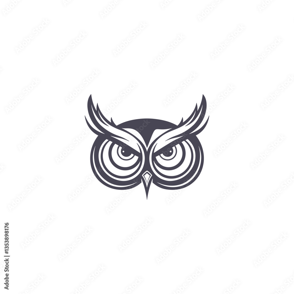 Head owl logo vector icon illustration style Head owl logo vector icon illustration style