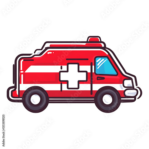 A detailed ambulance vehicle isolated on a white background. medical, emergency, and healthcare-related designs, advertisements, infographics, and educational materials.