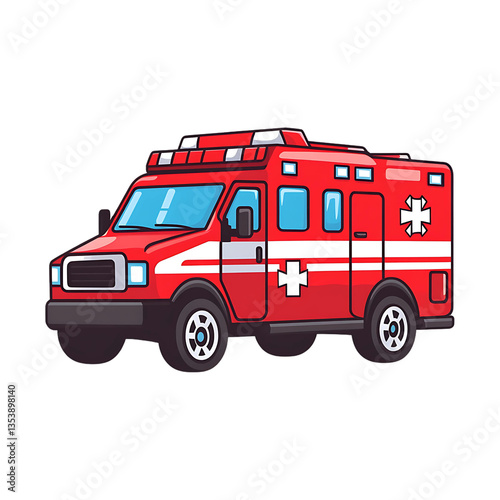 A detailed ambulance vehicle isolated on a white background. medical, emergency, and healthcare-related designs, advertisements, infographics, and educational materials.