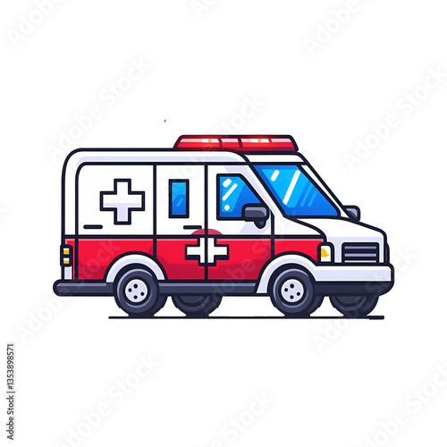 A detailed ambulance vehicle isolated on a white background. medical, emergency, and healthcare-related designs, advertisements, infographics, and educational materials.
