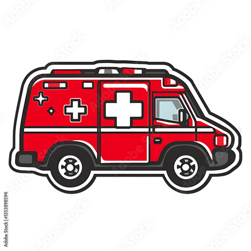 A detailed ambulance vehicle isolated on a white background. medical, emergency, and healthcare-related designs, advertisements, infographics, and educational materials.