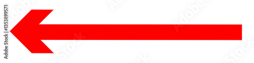 Free Download Long red arrow towards left.A bold red leftward arrow on a white background, commonly used for navigation, direction, or signage. Ideal for websites, infographics, presentations, and UI/UX designs. - GFXLoad
