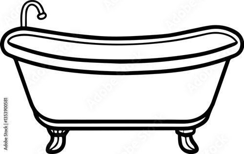 bathtub outline vector illustration