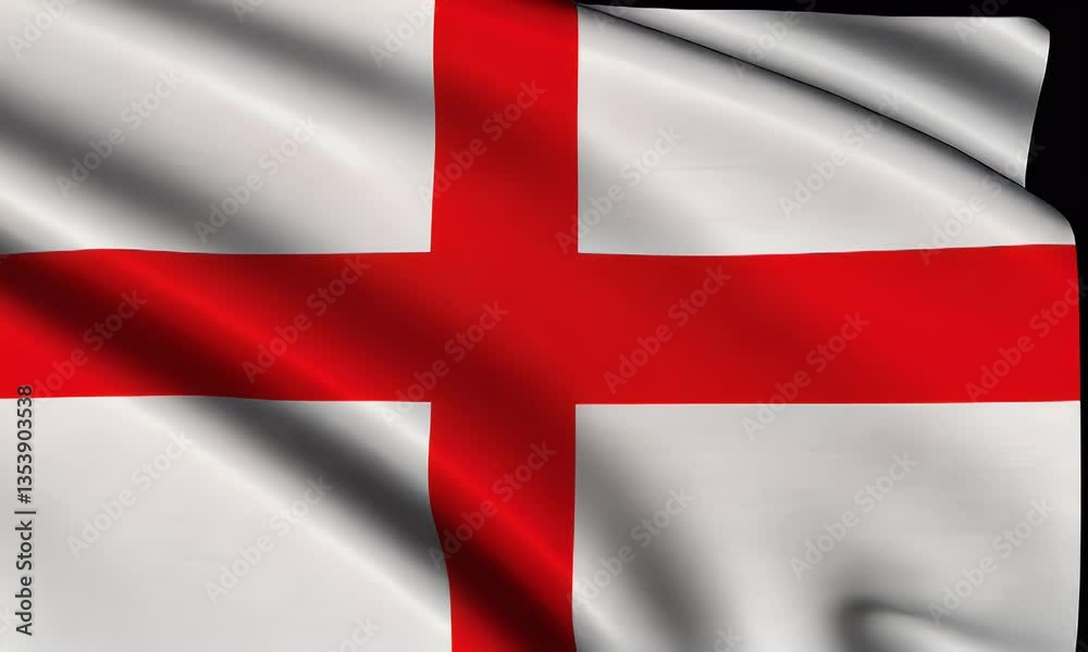 Waving flag, white and red cross Waving flag, white and red cross