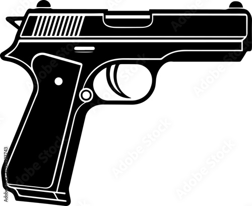 Automatic Handgun Pistol silhouette vector illustration