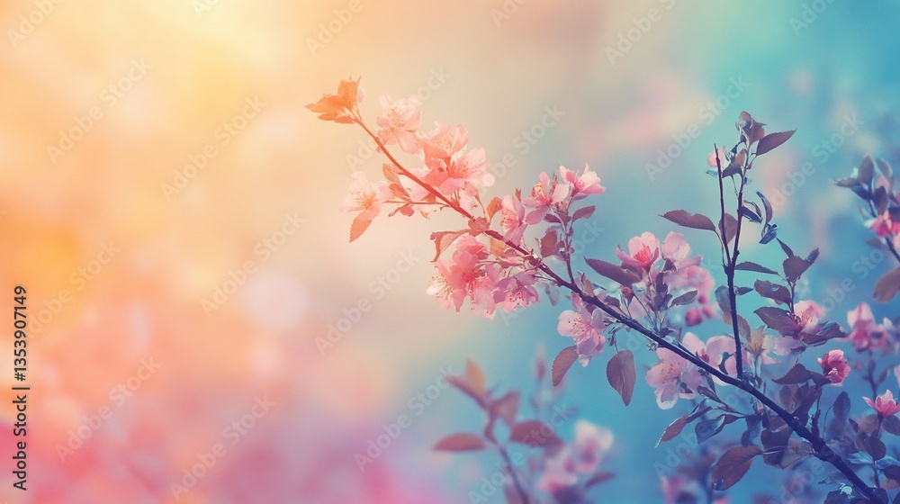 Dreamy springtime blossoms bathed in soft pastel light and color Dreamy springtime blossoms bathed in soft pastel light and color