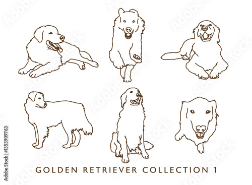 Golden Retriever Outline Illustrations 1