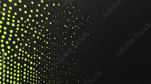 Abstract green dots fade to black background, design element
