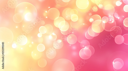 Vibrant bokeh background with circular light spots in yellow, pink, and orange on a gradient