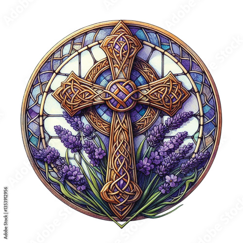 Lavender Blessing & Cross Stained Glass