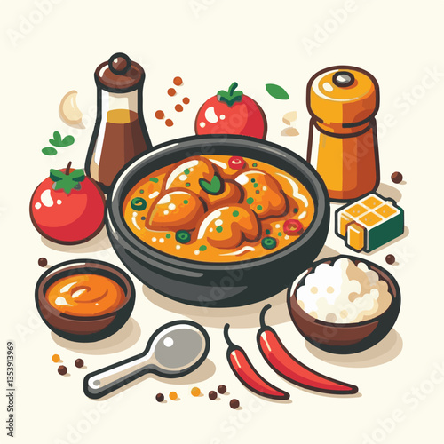 food, indian, dinner, butter chicken, spicy, traditional, chicken, dish, cuisine, curry, meal, delicious, restaurant, meat, lunch, rice, asian, bowl, plate, masala, tikka, butter, hot, background, rec