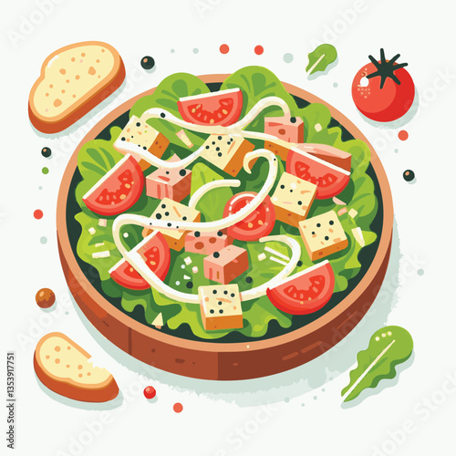 healthy, lunch, food, cheese, meal, lettuce, fresh, salad, green, gourmet, bread, parmesan, delicious, sauce, vegetable, dinner, caesar, bowl, chicken, appetizer, cuisine, dish, crouton, grilled, plat