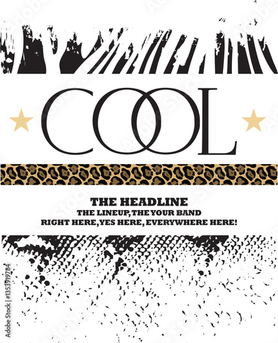 grafica per stampa cool, con effetti animalier, t shirt design for women