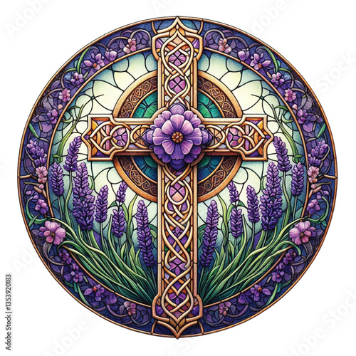 Lavender Blessing & Cross Stained Glass
