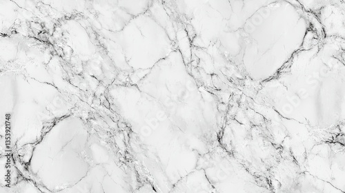 Elegant white marble texture with black veining, perfect for backgrounds, surfaces, and interior design applications in modern settings