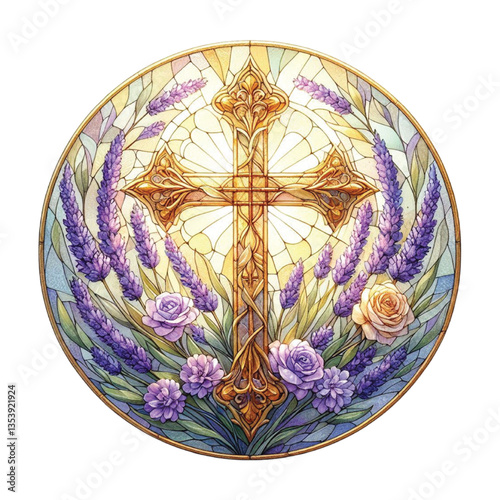 Lavender Blessing & Cross Stained Glass