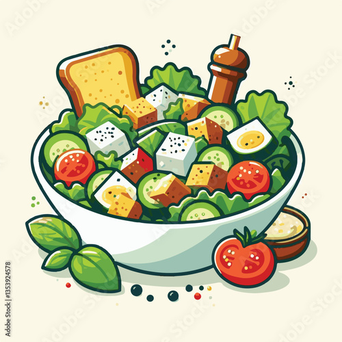 healthy, lunch, food, cheese, meal, lettuce, fresh, salad, green, gourmet, bread, parmesan, delicious, sauce, vegetable, dinner, caesar, bowl, chicken, appetizer, cuisine, dish, crouton, grilled, plat