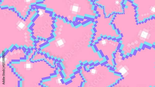 ドット絵の星が降るトランジション,ピクセルアート,ピンク,背景透過