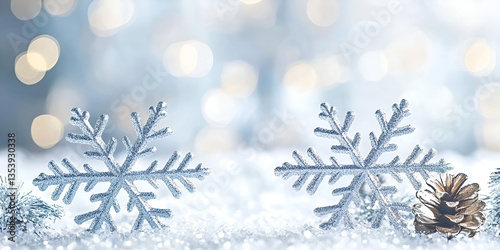 Glowing Christmas Tree in a Snowy Winter Night