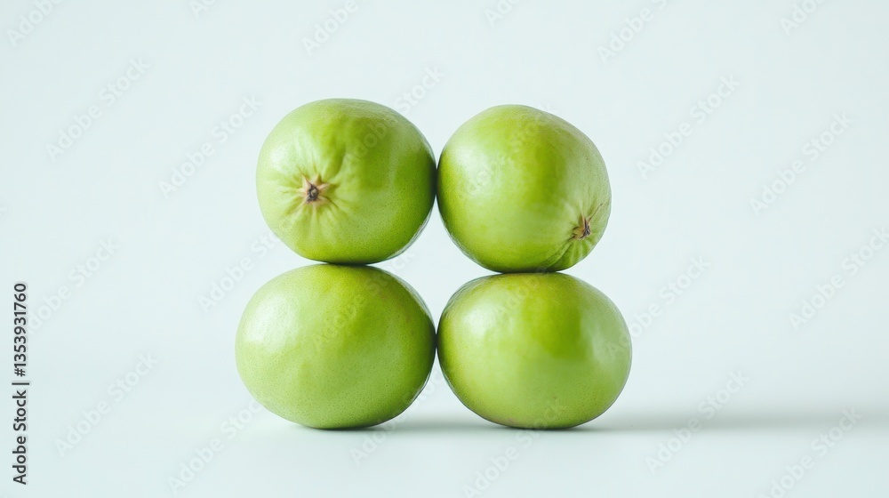 Stacked Jujube Fruits Fresh and Green Displayed Against White Background Stacked Jujube Fruits Fresh and Green Displayed Against White Background