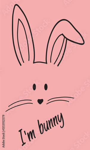 disegno per stampa su t shirt, coniglietto con scritta i'm bunny