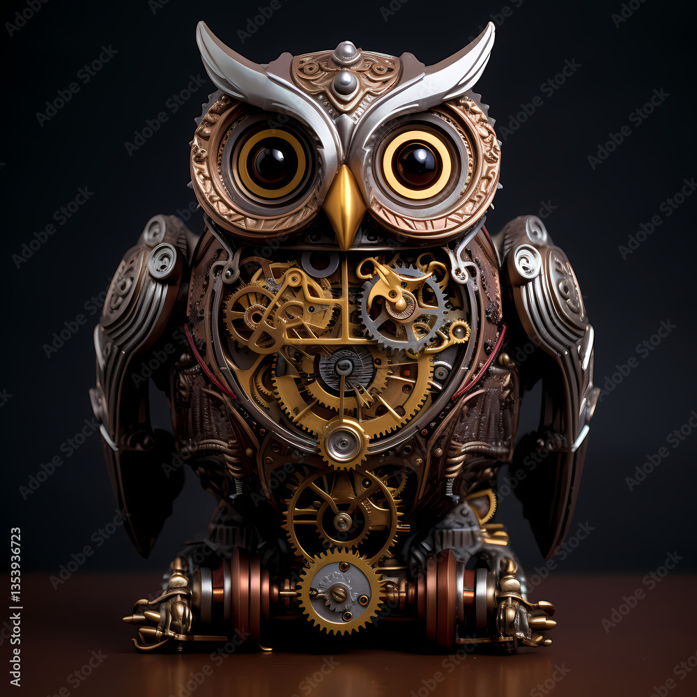 Obraz premium Steampunk-inspired mechanical owl. 