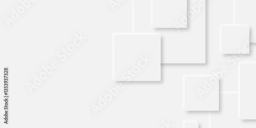 Abstract white rectangle shape geometric line background. abstract seamless modern white and gray color technology concept geometric rectangle vector background neomorphism style poster, banner design