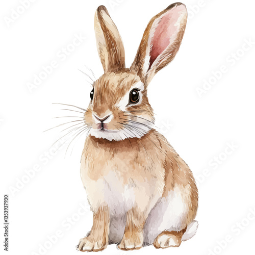 watercolor vector of Rabbit, isolated on a white background.