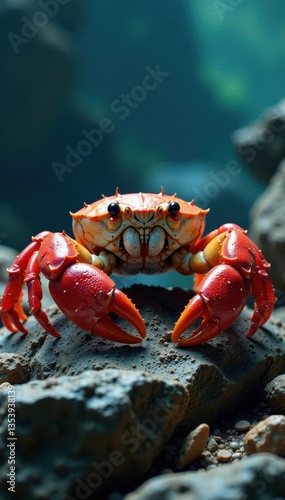 Crabe g?ant sur un rocher, rocher, crabe