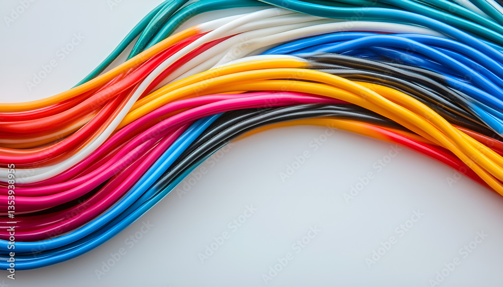 Many colorful electrical wires isolated on white Many colorful electrical wires isolated on white