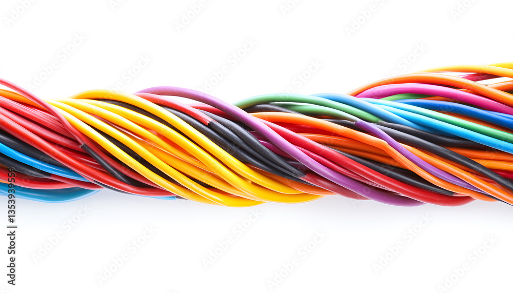 Many colorful electrical wires isolated on white Many colorful electrical wires isolated on white