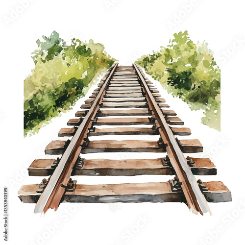 watercolor of Rail, isolated on a white background.